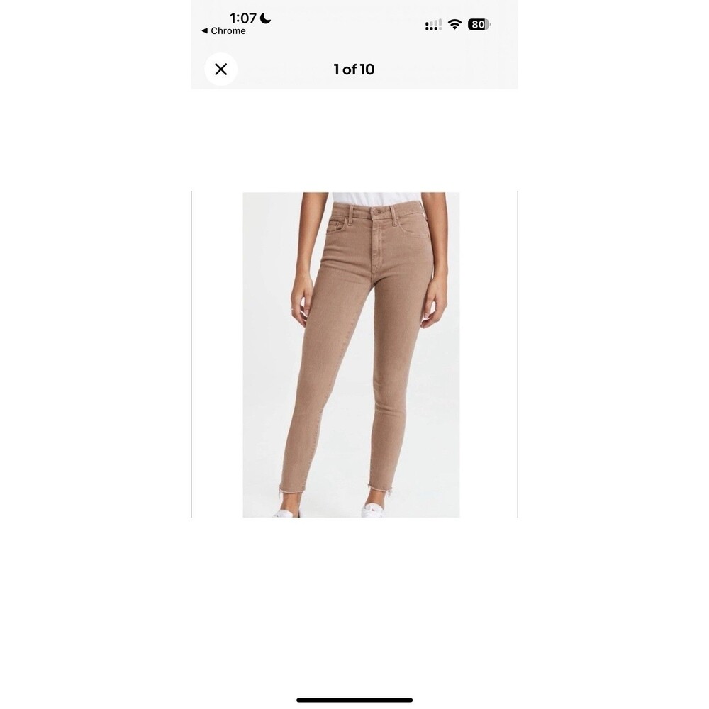 MOTHER High Waisted Looker Ankle Fray Jeans Light Pink Sz 25 #1330